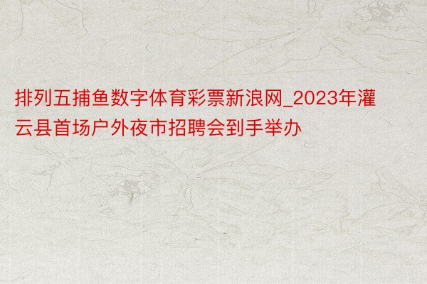 排列五捕鱼数字体育彩票新浪网_2023年灌云县首场户外夜市招聘会到手举办