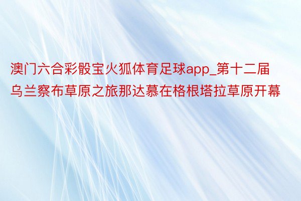 澳门六合彩骰宝火狐体育足球app_第十二届乌兰察布草原之旅那达慕在格根塔拉草原开幕